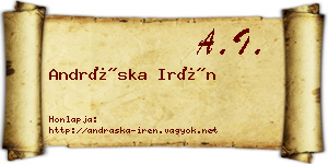 Andráska Irén névjegykártya